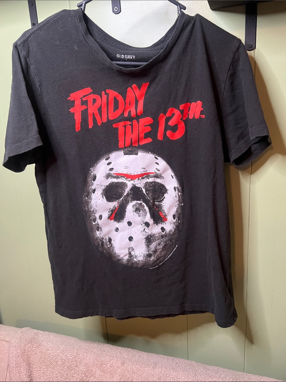 Old Navy Black 'Friday the 13th' Graphic Tee with Red and White Print